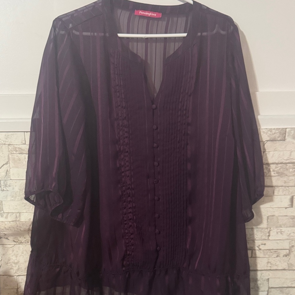 5 for $30 Penningtons Deep Purple Sheer Blouse